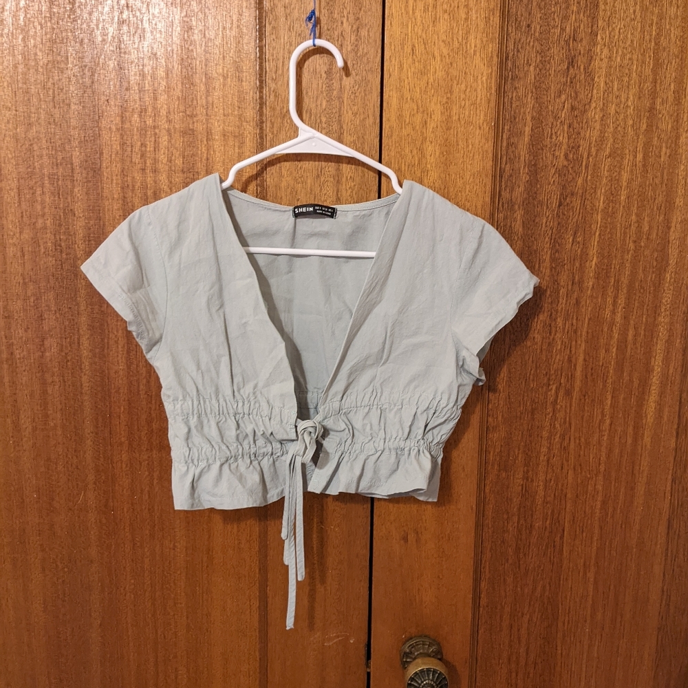 Sea foam tie front SheIn crop top